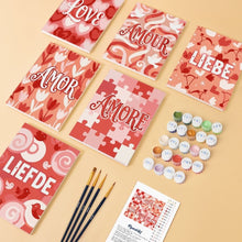 Load image into Gallery viewer, Mini Paint by numbers 15x20cm (6 pieces) - Sweet Hearts