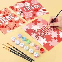 Load image into Gallery viewer, Mini Paint by numbers 15x20cm (6 pieces) - Sweet Hearts