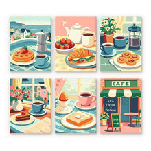 Load image into Gallery viewer, Mini Paint by numbers 15x20cm (6 pieces) - Café Delights Figured'Art