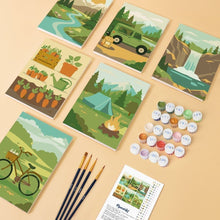 Load image into Gallery viewer, Mini Paint by numbers 15x20cm (6 pieces) - Nature Escape