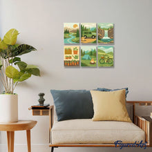 Load image into Gallery viewer, Mini Paint by numbers 15x20cm (6 pieces) - Nature Escape