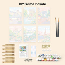 Load image into Gallery viewer, Mini Paint by numbers 15x20cm (6 pieces) - Parisian Dreams