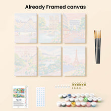 Load image into Gallery viewer, Mini Paint by numbers 15x20cm (6 pieces) - Parisian Dreams