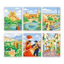 Load image into Gallery viewer, Mini Paint by numbers 15x20cm (6 pieces) - European Landmarks Figured'Art