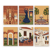 Load image into Gallery viewer, Mini Paint by numbers 15x20cm (6 pieces) - Andalusian Dreams Figured'Art