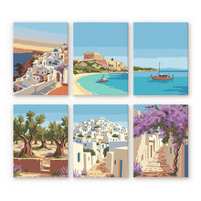 Load image into Gallery viewer, Mini Paint by numbers 15x20cm (6 pieces) - Santorini Dreams Figured'Art