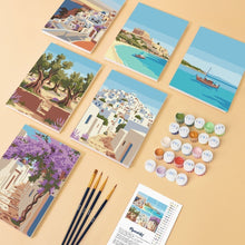 Load image into Gallery viewer, Mini Paint by numbers 15x20cm (6 pieces) - Santorini Dreams