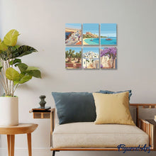 Load image into Gallery viewer, Mini Paint by numbers 15x20cm (6 pieces) - Santorini Dreams