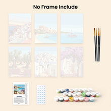 Load image into Gallery viewer, Mini Paint by numbers 15x20cm (6 pieces) - Santorini Dreams