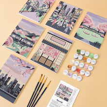 Load image into Gallery viewer, Mini Paint by numbers 15x20cm (6 pieces) - Tokyo Springtime