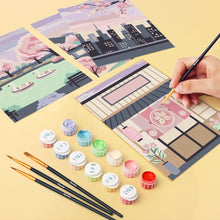 Load image into Gallery viewer, Mini Paint by numbers 15x20cm (6 pieces) - Tokyo Springtime