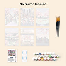 Load image into Gallery viewer, Mini Paint by numbers 15x20cm (6 pieces) - Tokyo Springtime