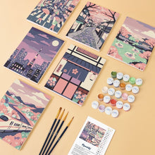 Load image into Gallery viewer, Mini Paint by numbers 15x20cm (6 pieces) - Tokyo in Bloom