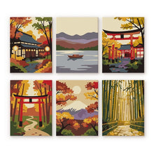 Load image into Gallery viewer, Mini Paint by numbers 15x20cm (6 pieces) - Serene Japan Figured'Art