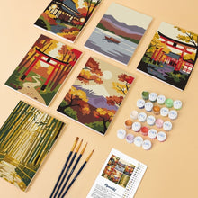 Load image into Gallery viewer, Mini Paint by numbers 15x20cm (6 pieces) - Serene Japan