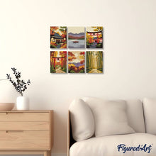 Load image into Gallery viewer, Mini Paint by numbers 15x20cm (6 pieces) - Serene Japan