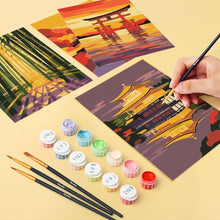 Load image into Gallery viewer, Mini Paint by numbers 15x20cm (6 pieces) - Sunset in Japan