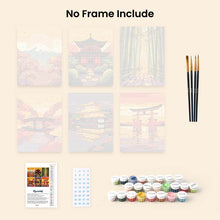 Load image into Gallery viewer, Mini Paint by numbers 15x20cm (6 pieces) - Sunset in Japan