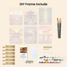 Load image into Gallery viewer, Mini Paint by numbers 15x20cm (6 pieces) - Sunset in Japan