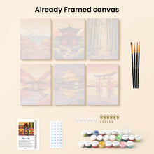 Load image into Gallery viewer, Mini Paint by numbers 15x20cm (6 pieces) - Sunset in Japan
