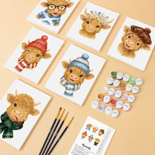 Load image into Gallery viewer, Mini Paint by numbers 15x20cm (6 pieces) - Little Moo Friends