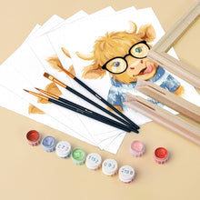 Load image into Gallery viewer, Mini Paint by numbers 15x20cm (6 pieces) - Little Moo Friends
