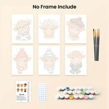 Load image into Gallery viewer, Mini Paint by numbers 15x20cm (6 pieces) - Little Moo Friends