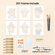 Load image into Gallery viewer, Mini Paint by numbers 15x20cm (6 pieces) - Little Moo Friends