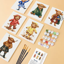 Load image into Gallery viewer, Mini Paint by numbers 15x20cm (6 pieces) - Scottish Farm Friends