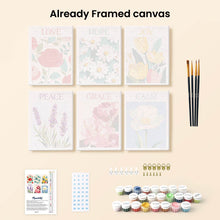 Load image into Gallery viewer, Mini Paint by numbers 15x20cm (6 pieces) - Blooming Emotions 1