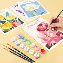 Load image into Gallery viewer, Mini Paint by numbers 15x20cm (6 pieces) - Blooming Emotions 2