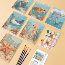 Load image into Gallery viewer, Mini Paint by numbers 15x20cm (6 pieces) - Ocean Treasures