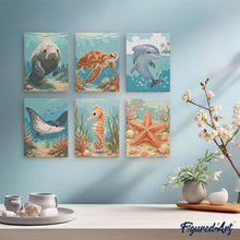 Load image into Gallery viewer, Mini Paint by numbers 15x20cm (6 pieces) - Ocean Treasures