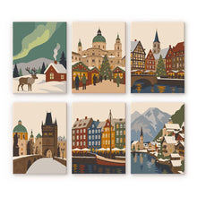 Load image into Gallery viewer, Mini Paint by numbers 15x20cm (6 pieces) - Winter Village Collection Figured'Art