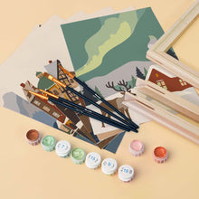 Load image into Gallery viewer, Mini Paint by numbers 15x20cm (6 pieces) - Winter Village Collection