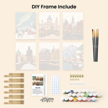 Load image into Gallery viewer, Mini Paint by numbers 15x20cm (6 pieces) - Winter Village Collection