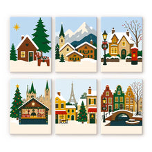 Load image into Gallery viewer, Mini Paint by numbers 15x20cm (6 pieces) - Christmas in Europe Figured'Art