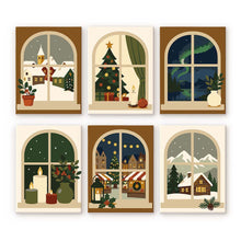 Load image into Gallery viewer, Mini Paint by numbers 15x20cm (6 pieces) - Christmas Window Views Figured'Art