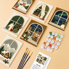Load image into Gallery viewer, Mini Paint by numbers 15x20cm (6 pieces) - Christmas Window Views