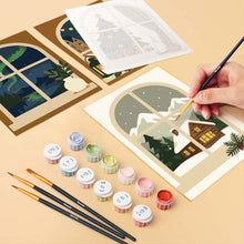 Load image into Gallery viewer, Mini Paint by numbers 15x20cm (6 pieces) - Christmas Window Views