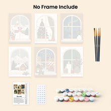 Load image into Gallery viewer, Mini Paint by numbers 15x20cm (6 pieces) - Christmas Window Views