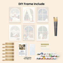 Load image into Gallery viewer, Mini Paint by numbers 15x20cm (6 pieces) - Christmas Window Views