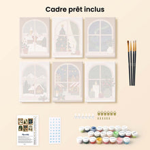 Load image into Gallery viewer, Mini Paint by numbers 15x20cm (6 pieces) - Christmas Window Views