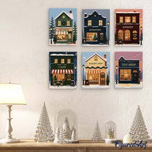 Load image into Gallery viewer, Mini Paint by numbers 15x20cm (6 pieces) - Festive Village