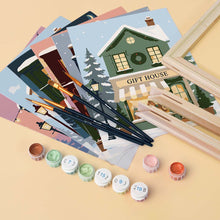 Load image into Gallery viewer, Mini Paint by numbers 15x20cm (6 pieces) - Festive Village