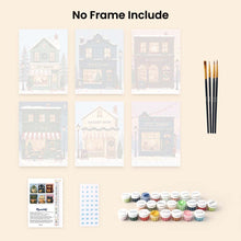 Load image into Gallery viewer, Mini Paint by numbers 15x20cm (6 pieces) - Festive Village