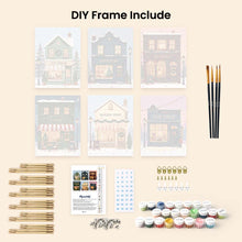 Load image into Gallery viewer, Mini Paint by numbers 15x20cm (6 pieces) - Festive Village