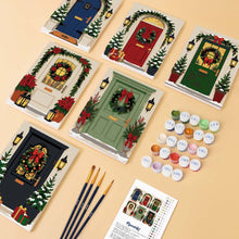 Load image into Gallery viewer, Mini Paint by numbers 15x20cm (6 pieces) - Christmas Front Doors