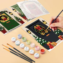 Load image into Gallery viewer, Mini Paint by numbers 15x20cm (6 pieces) - Christmas Front Doors