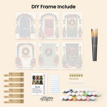 Load image into Gallery viewer, Mini Paint by numbers 15x20cm (6 pieces) - Christmas Front Doors